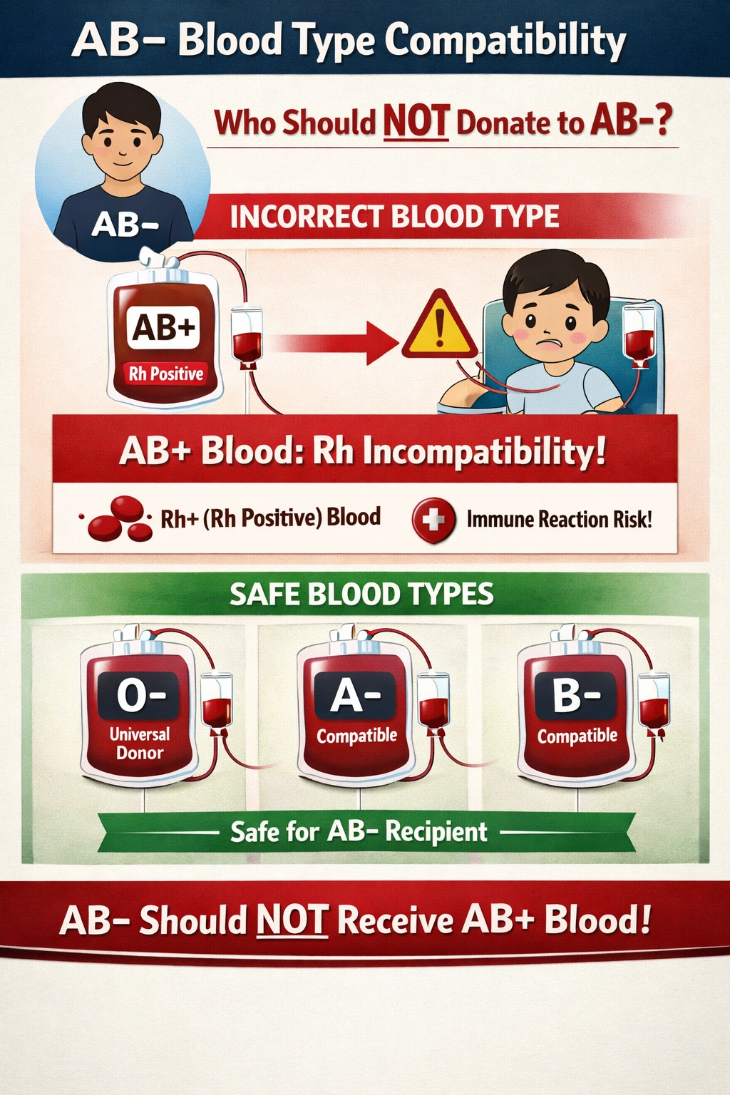 1.	A person with AB- blood should not receive blood from which other blood type?