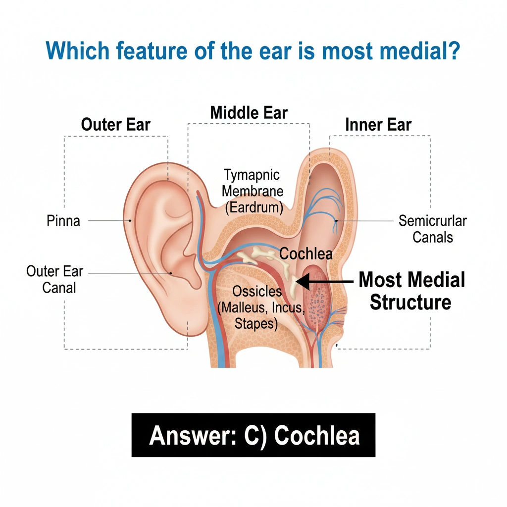 Which feature of the ear is most medial?