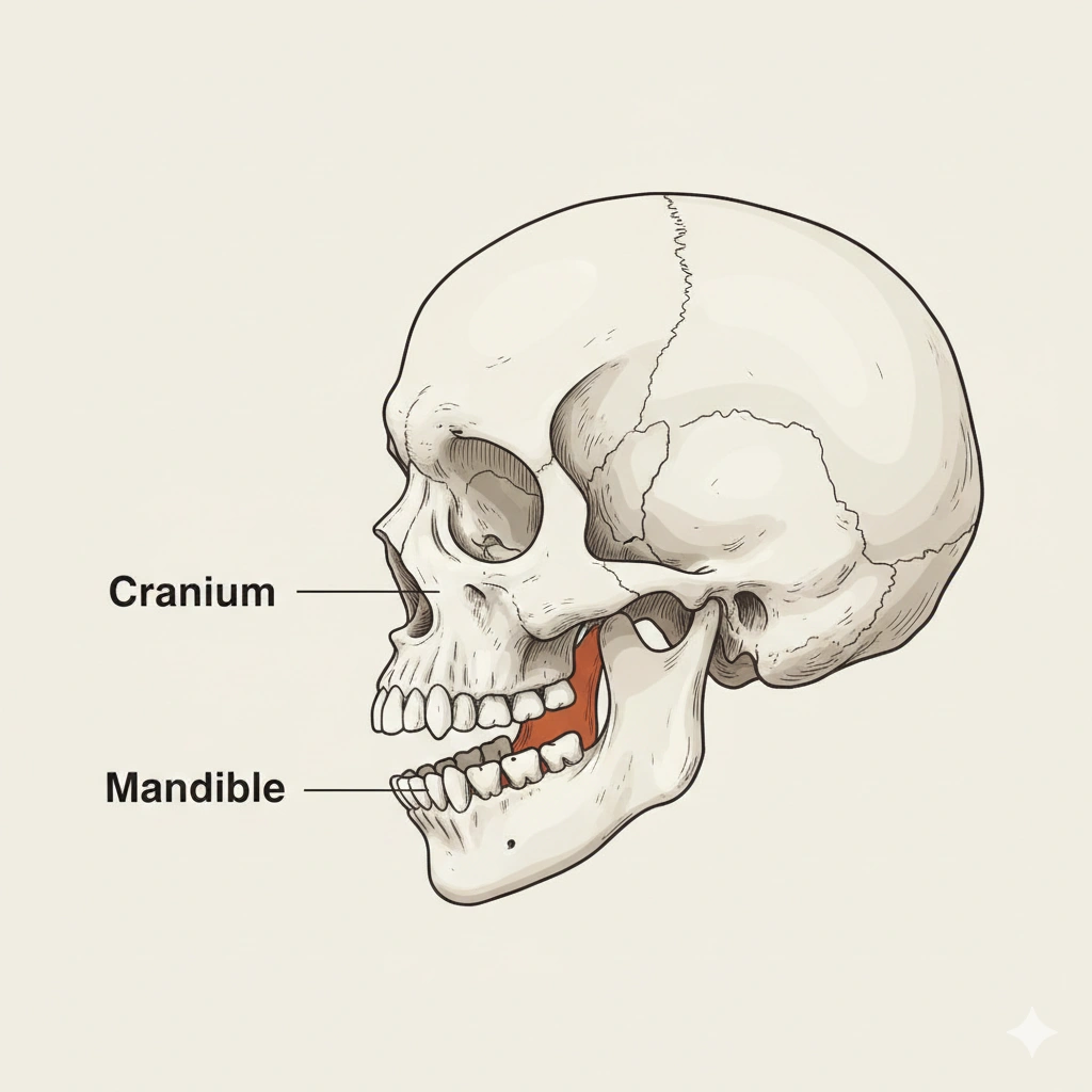 What are the two main parts of the mammalian skull?