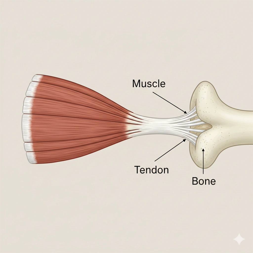 Which tissue connects muscle to bone?