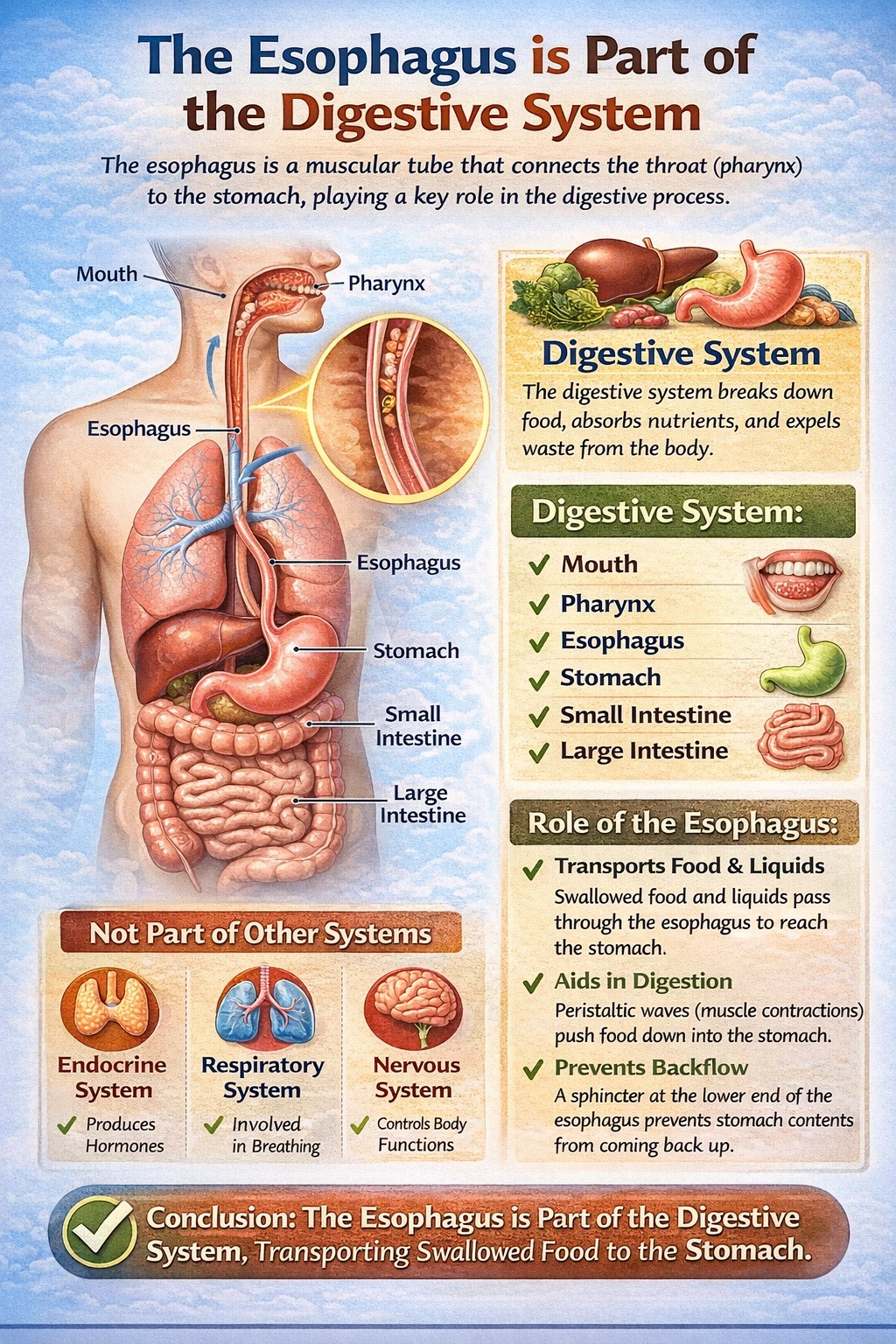 The esophagus is part of the didestive system