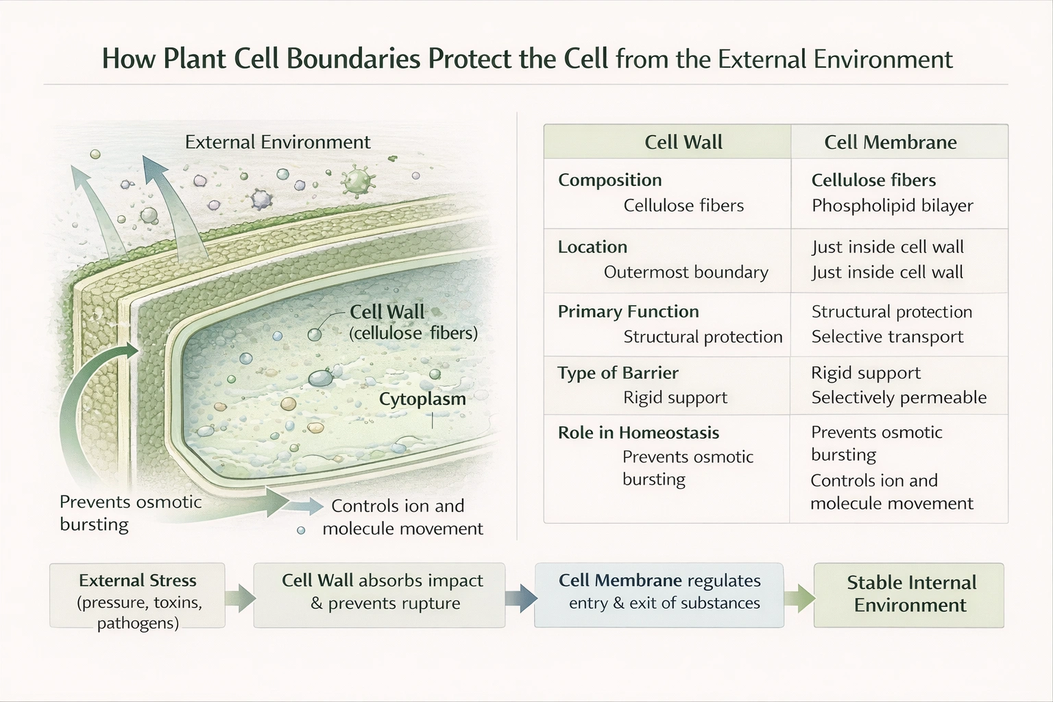 How plant cell boundaries protect the cell