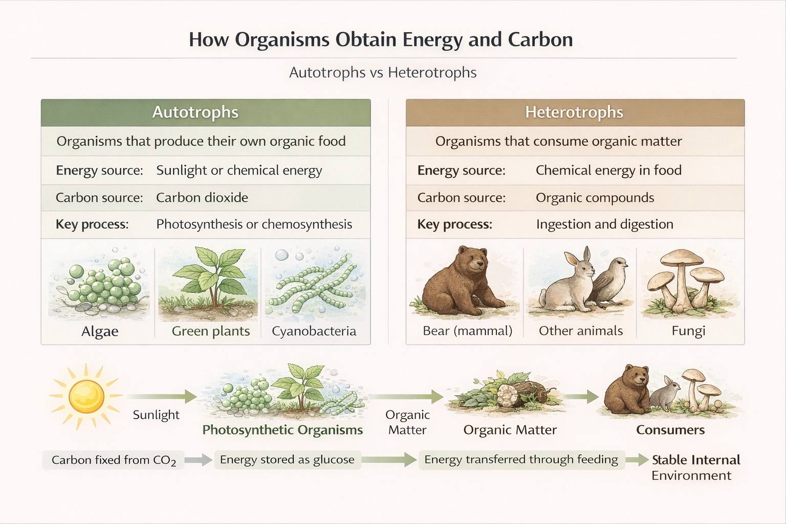 autotrophic vs heterotrophic organisms