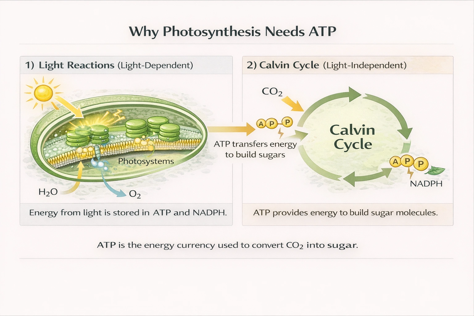 Why photosynthesis needs ATP