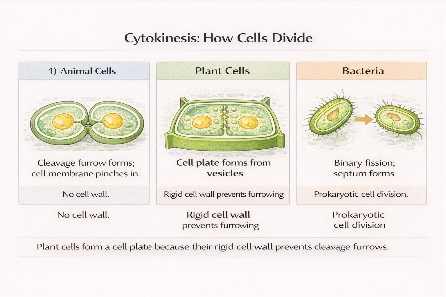 Cytokinesis process comparison across cells