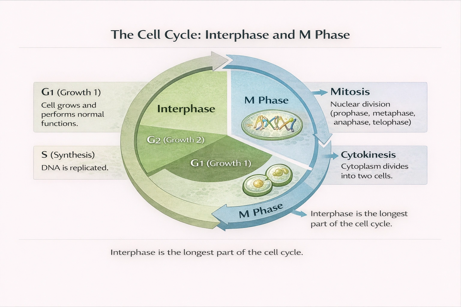 The cell cycle, interphase, and M Phase