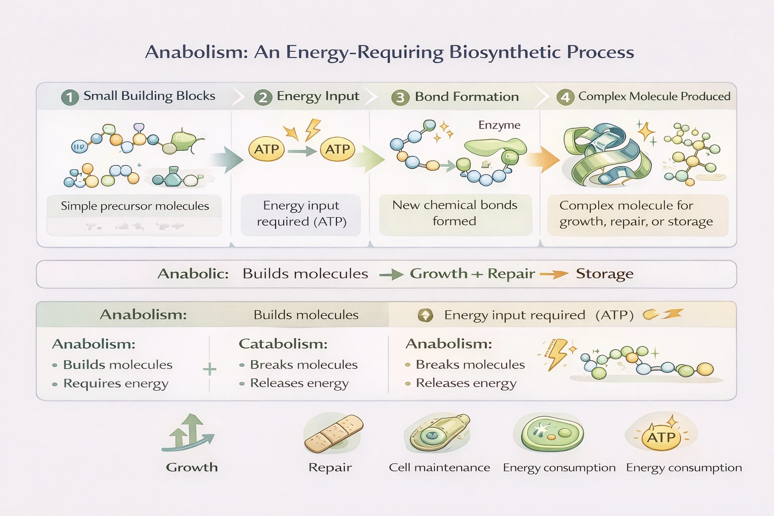 Anabolic process for growth and repair