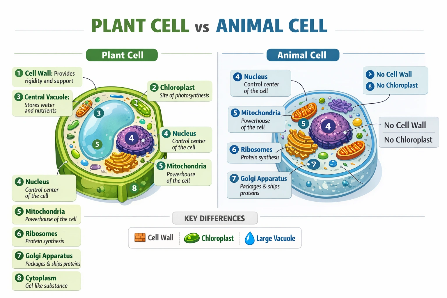 Plant and animal cell comparison