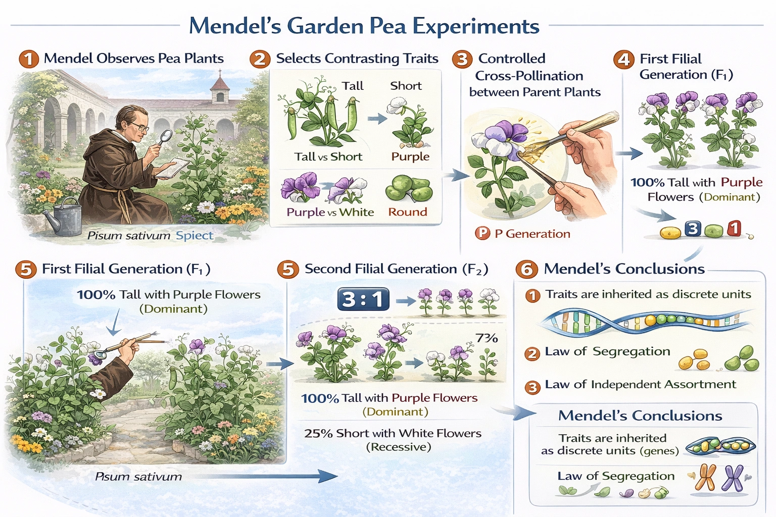 Mendel's pea experiment stages