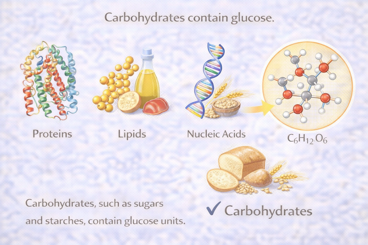 Carbohydrates contain glucose