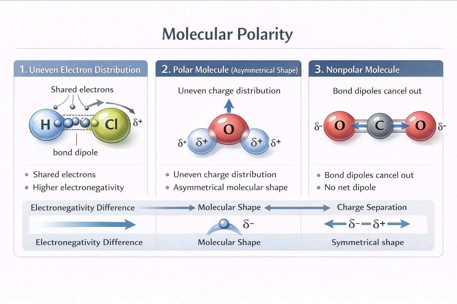 Molecular polarity breakdown