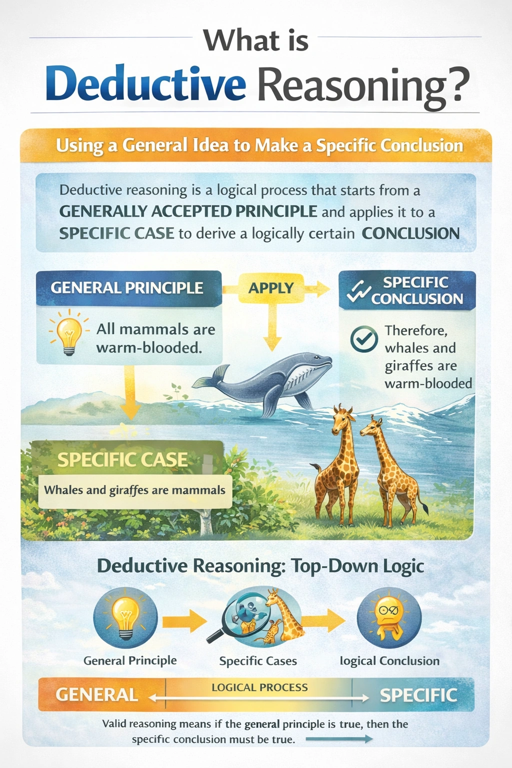 Deductive reasoning is a logical process based on