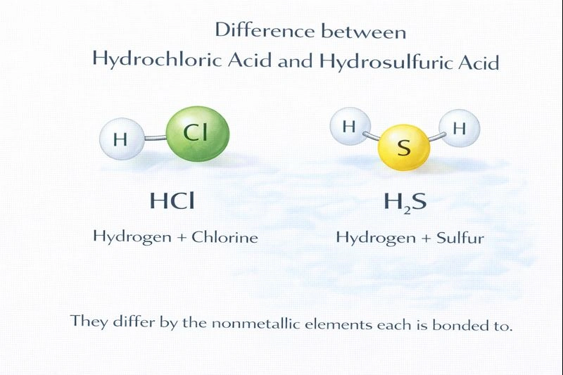 The difference between hydrochloric acid and hydro     sulphuric acid is