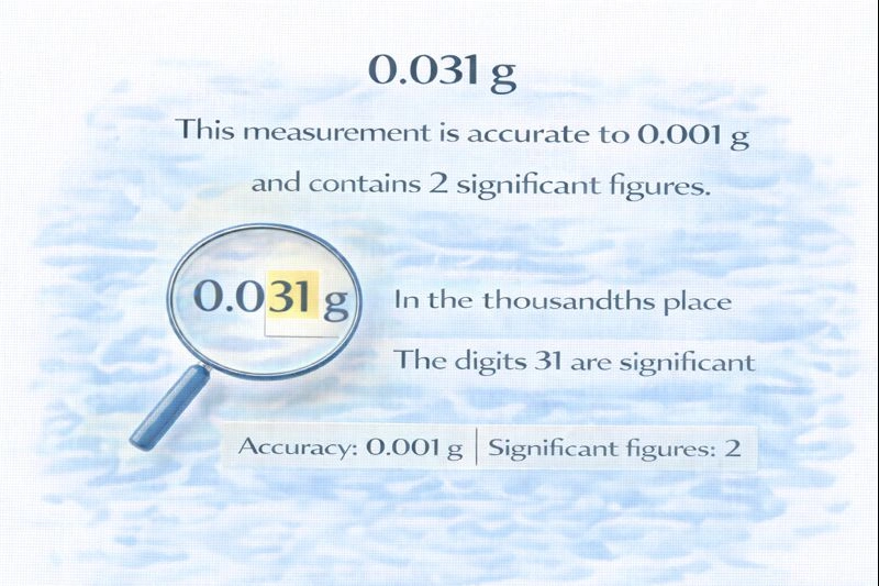 What is true of a measurement in which a chemical weighs 0.031 g?