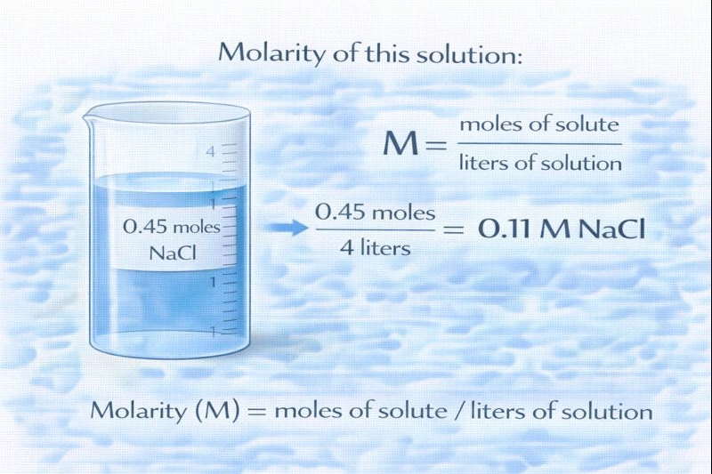 What is the molarity of a solution containing 0.45 moles of NaCl in 4 liters?