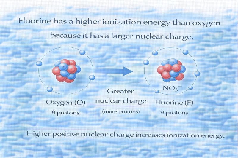 Why does fluorine have a higher ionization energy than oxygen?