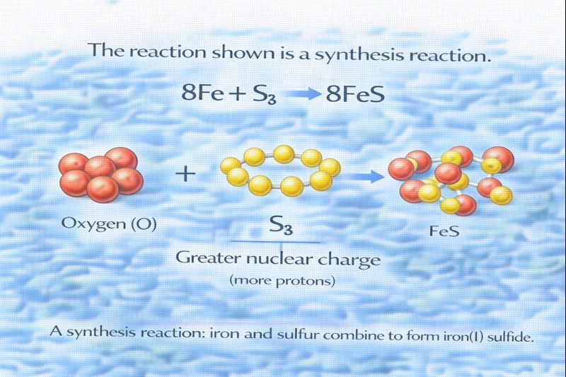 Name the reaction: 8Fe + S₈ → 8FeS