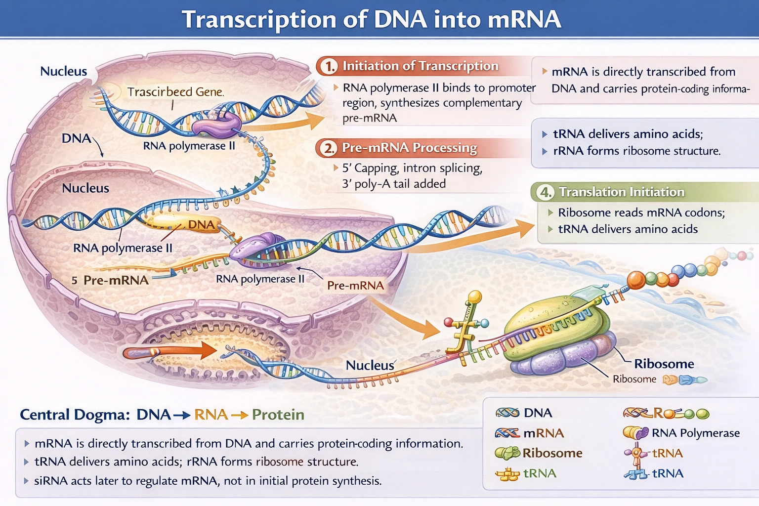 Which of the following is directly transcribed from DNA and represents the first step in protein building?