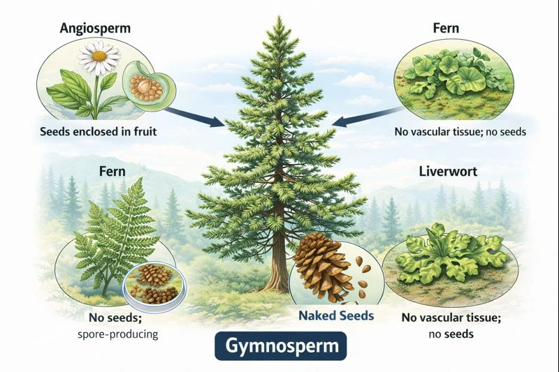 Plant with needle-like leaves & naked seeds?