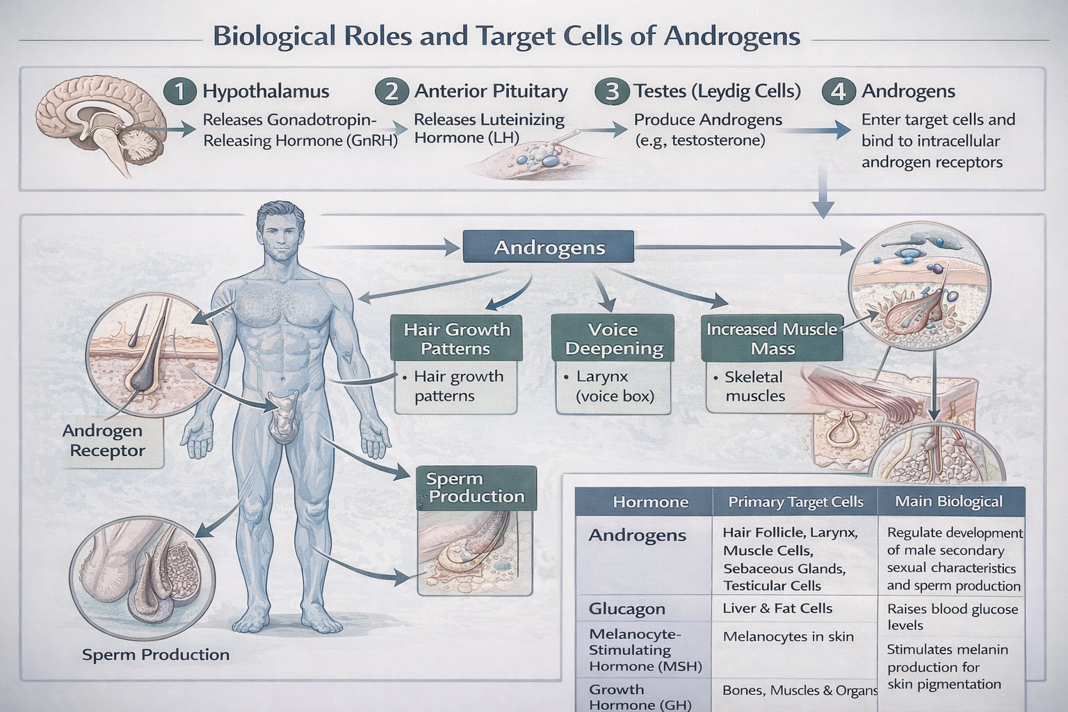 Androgens are responsible for regulating/stimulating