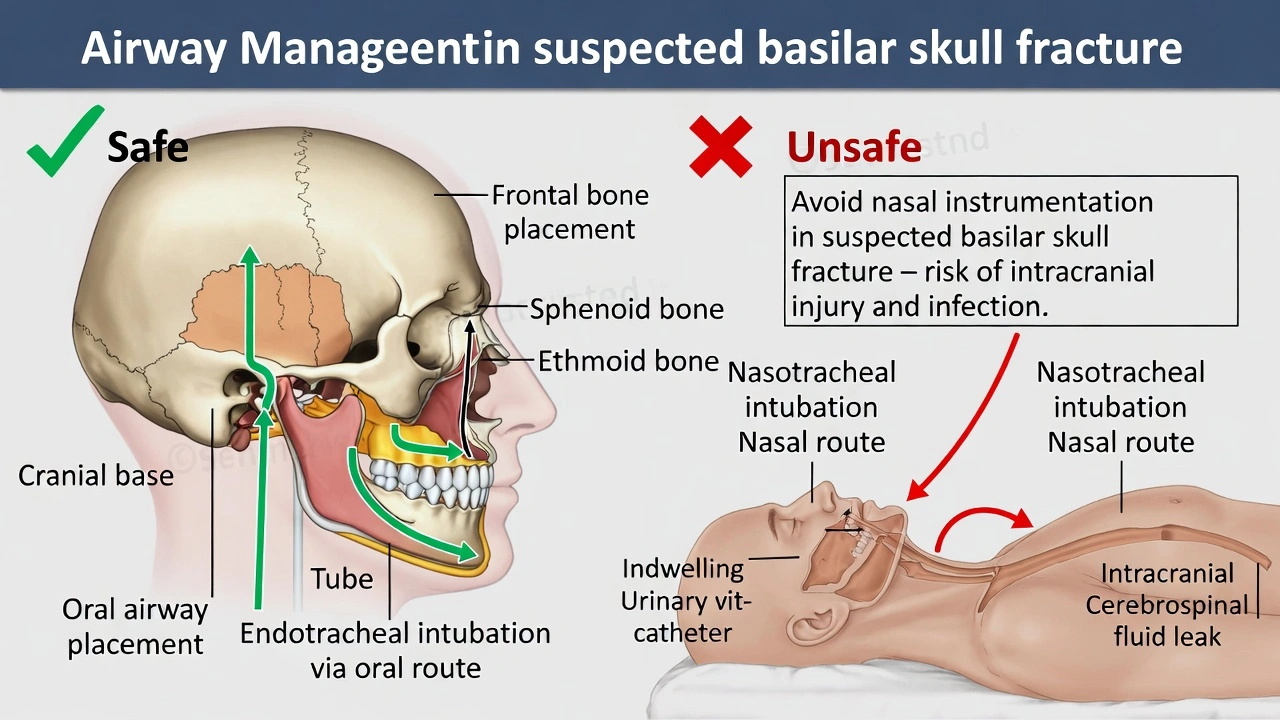Which of the following interventions would not be appropriate for a patient who is admitted with a suspected basilar skull fracture?
