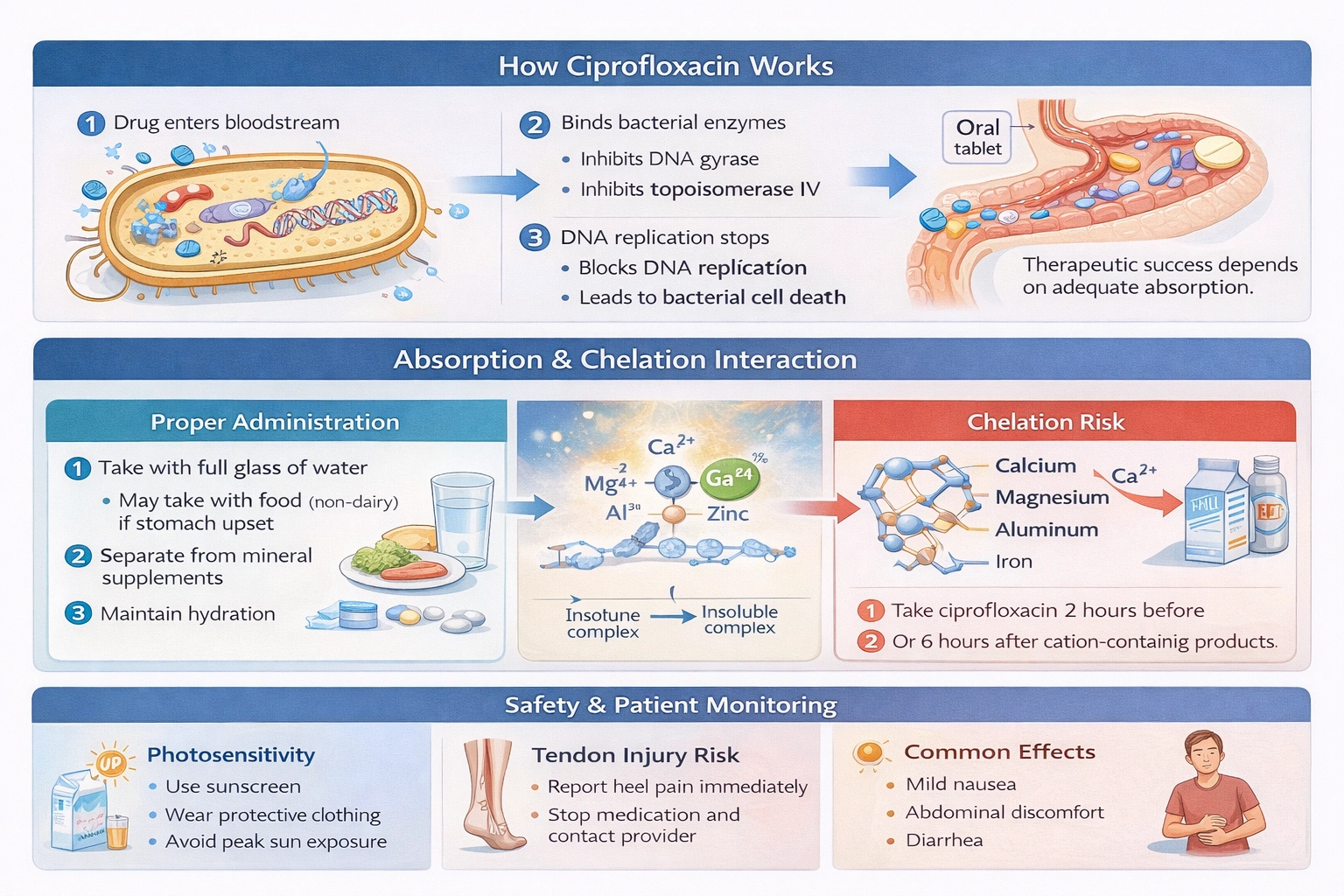 A client will receive oral ciprofloxacin to treat a urinary tract infection. The nurse provides teaching for this client. Which statement by the client indicates further teaching?