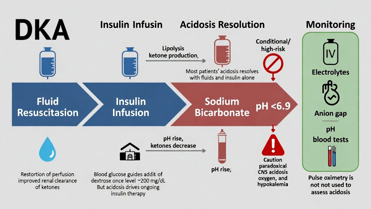 Which of the following statements is true about the medical management of diabetic ketoacidosis? Select all that apply