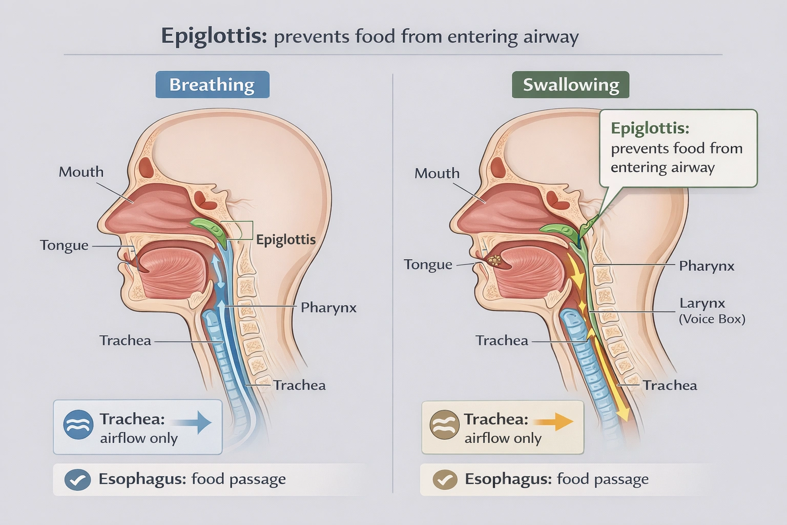 What is the name of the structure that prevents food from entering the airway?
