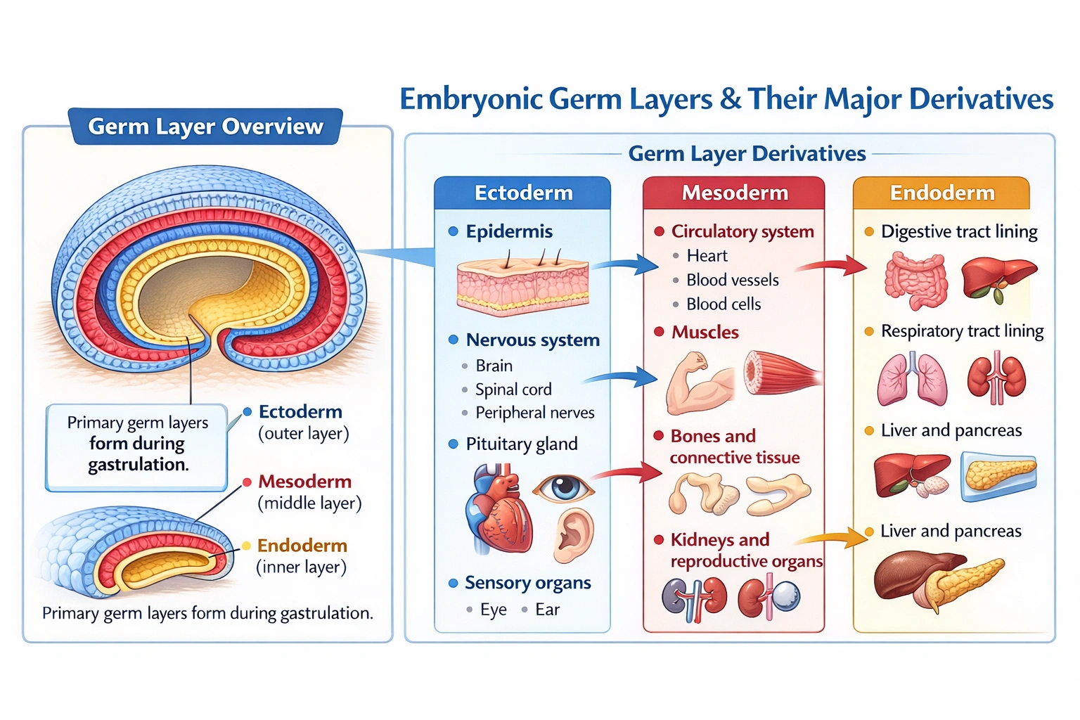During embryonic/fetal development, all of the following are derived from the ectoderm EXCEPT the
