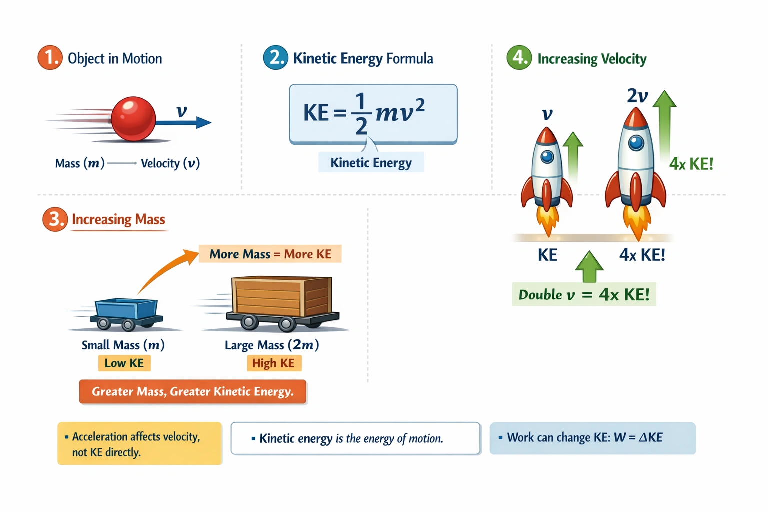 What two factors determine an object's kinetic energy?