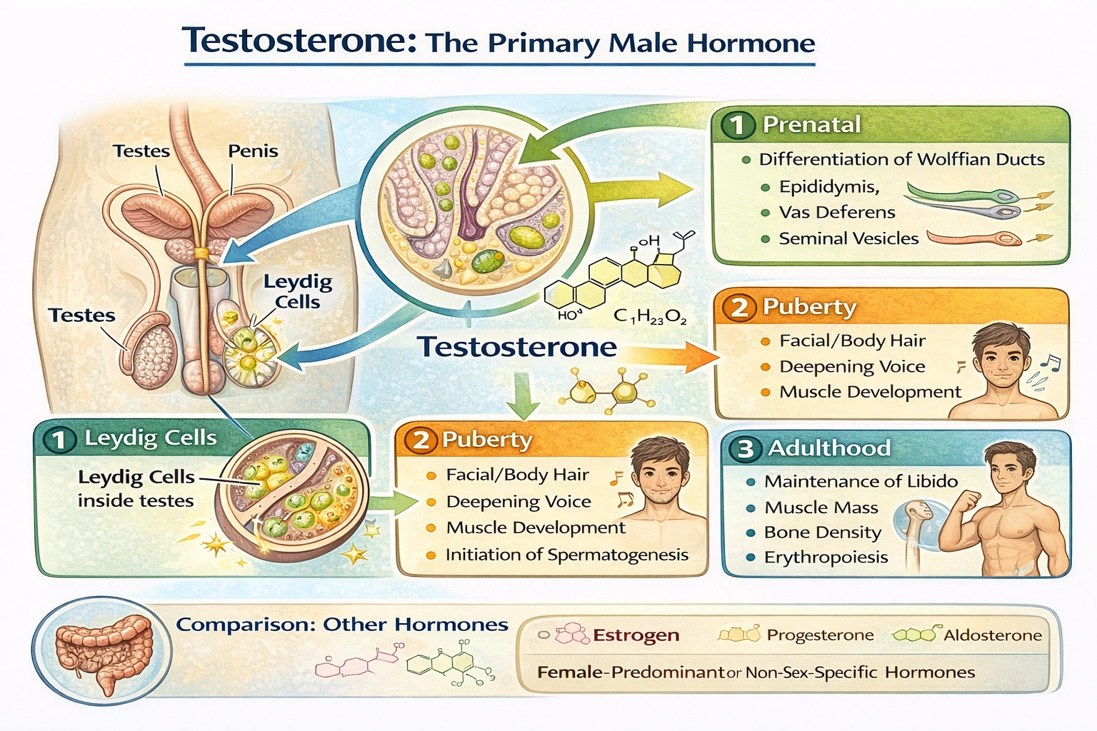 ___ is the most important male hormone.