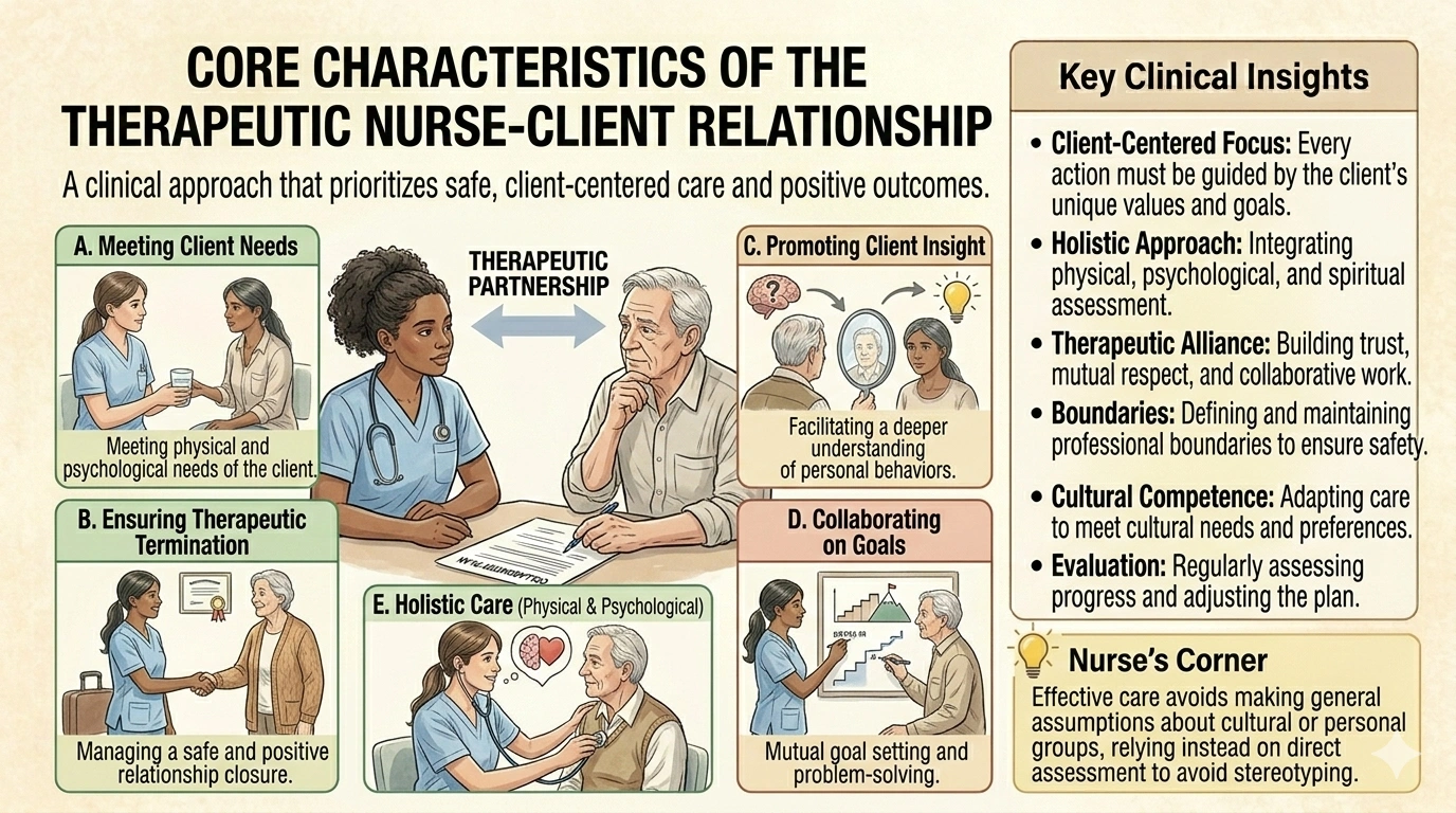 The nurseclient therapeutic relationship includes which of the following characteristics? Select all that apply.