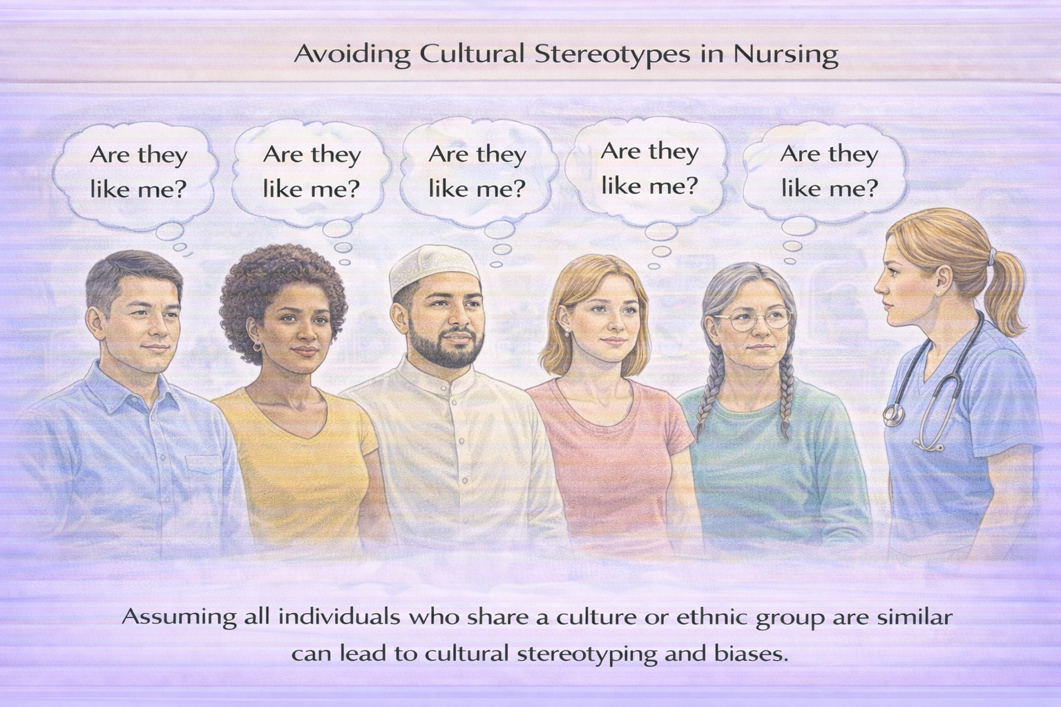 When working with clients of any culture, which action should a nurse avoid?