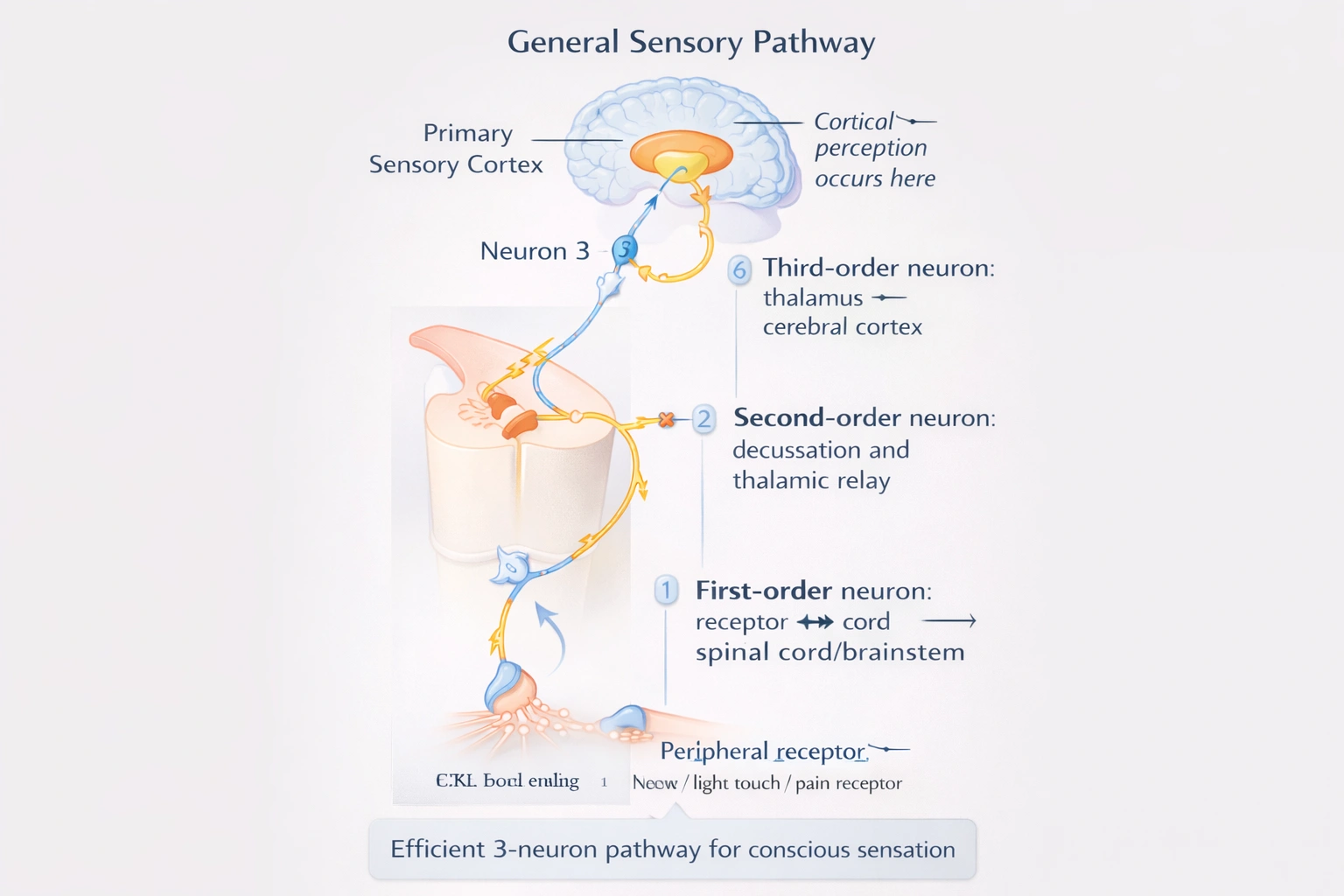 How many neurons generally make up a sensory pathway?