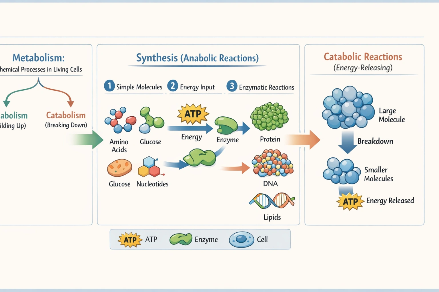__________ is defined as the production of a substance by the coming together of chemical elements, groups, or simpler compounds or by the degradation of a complex compound where simple molecules are built larger and more complex.