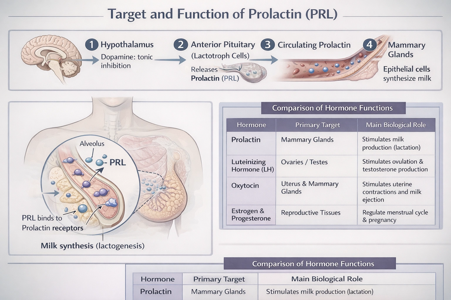 Prolactin (PRL) targets/stimulates