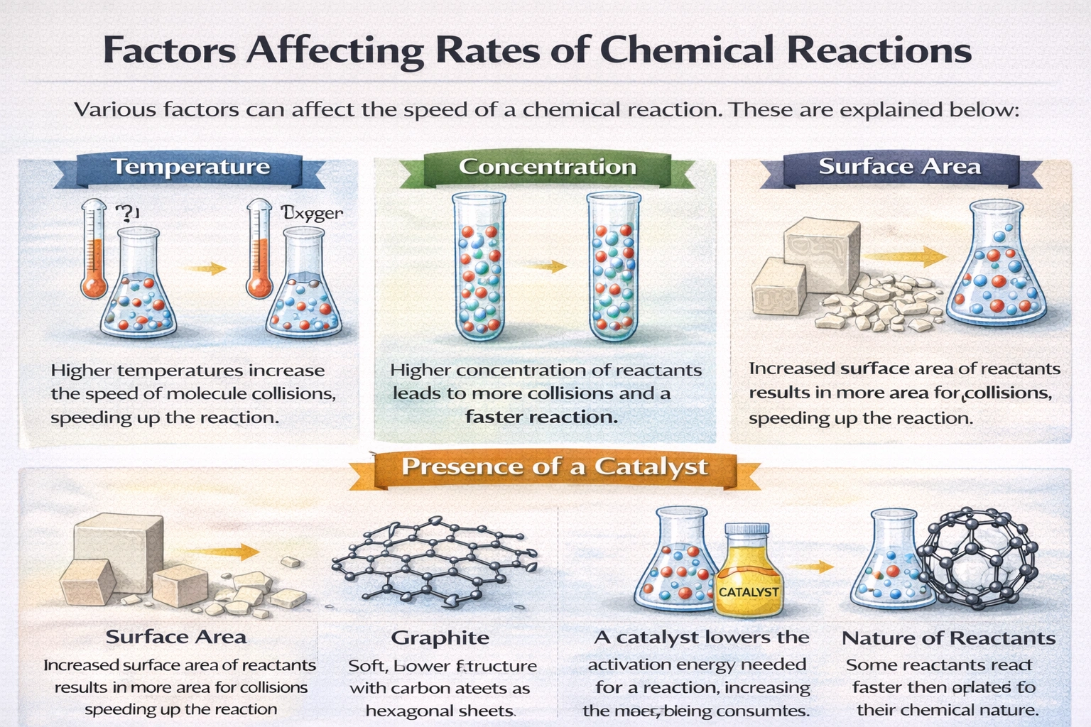 Which of these factors would not affect rates of reaction?