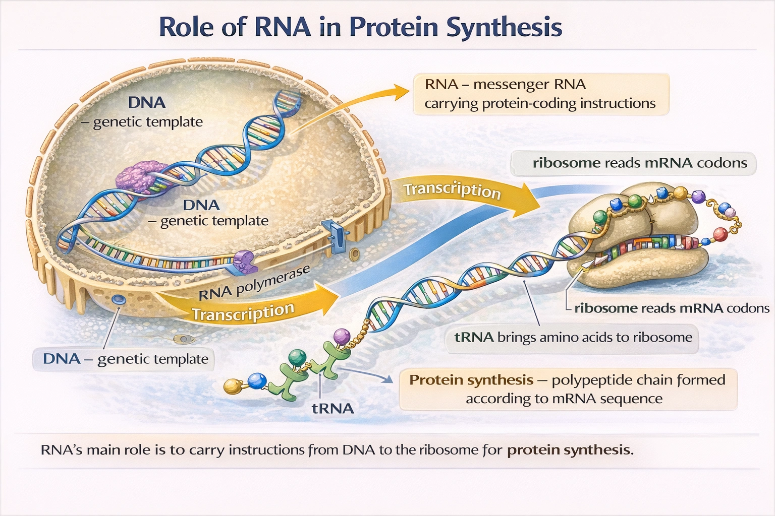 Which of the following best describes one of the roles of RNA?