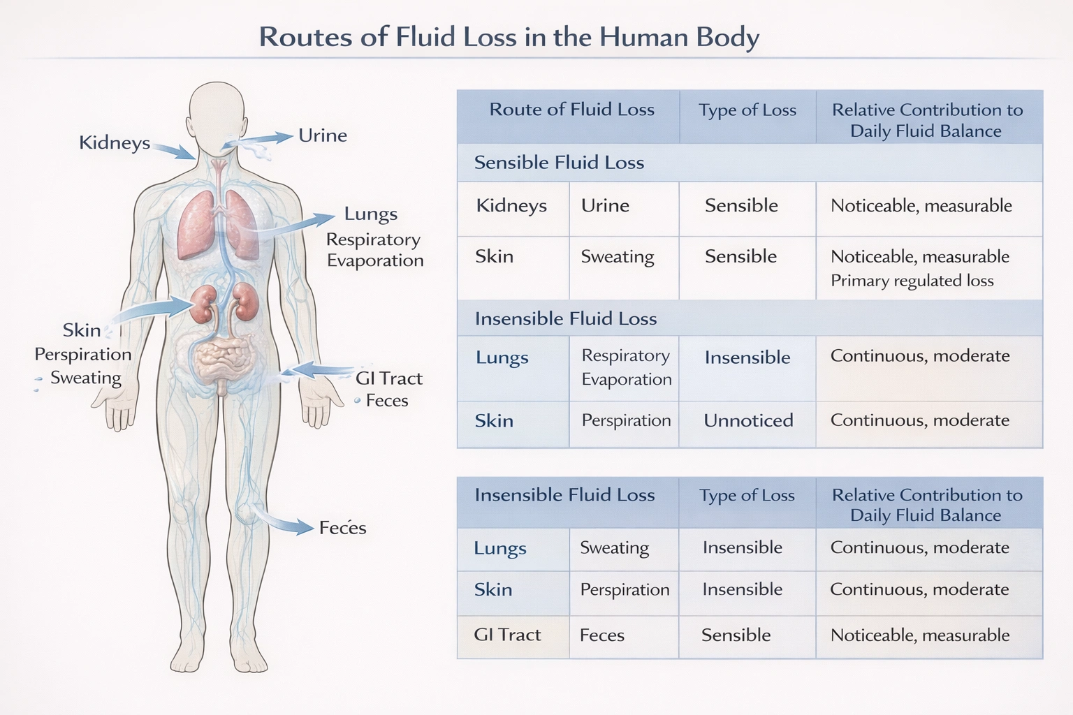 Sensible fluid loss occurs from which of the following?