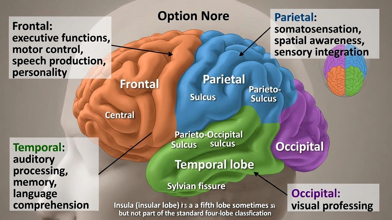 The brain is made of ___ lobes.