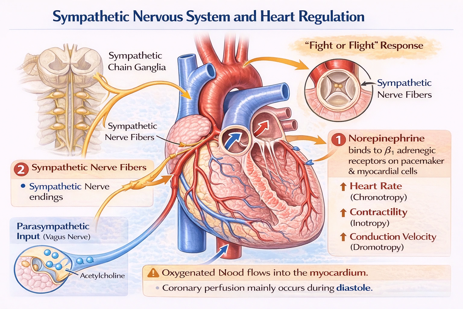In regulating heart function, the sympathetic nervous system releases __________ when stimulated.