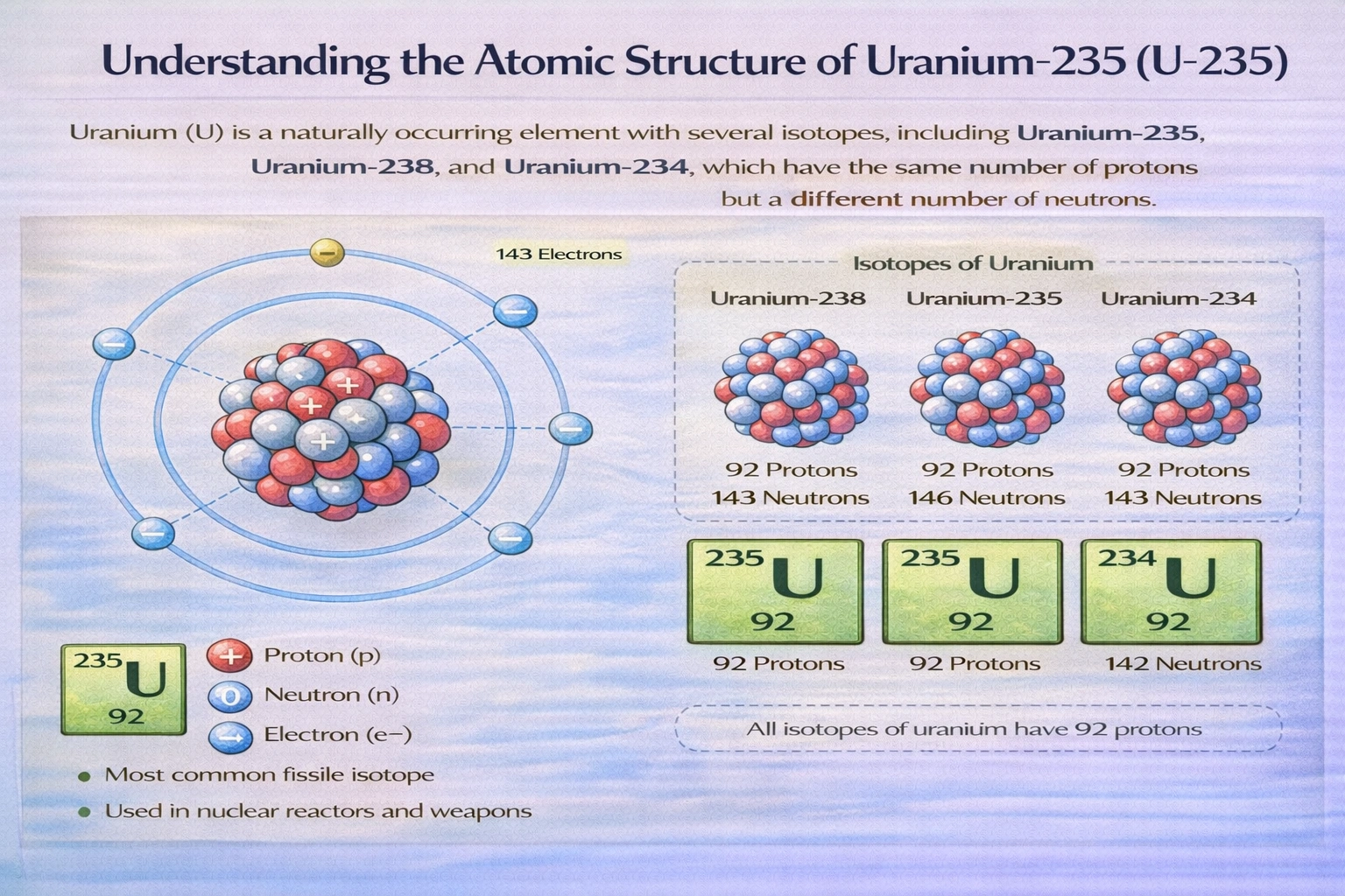 How many neutrons are in an atom of uranium-235?