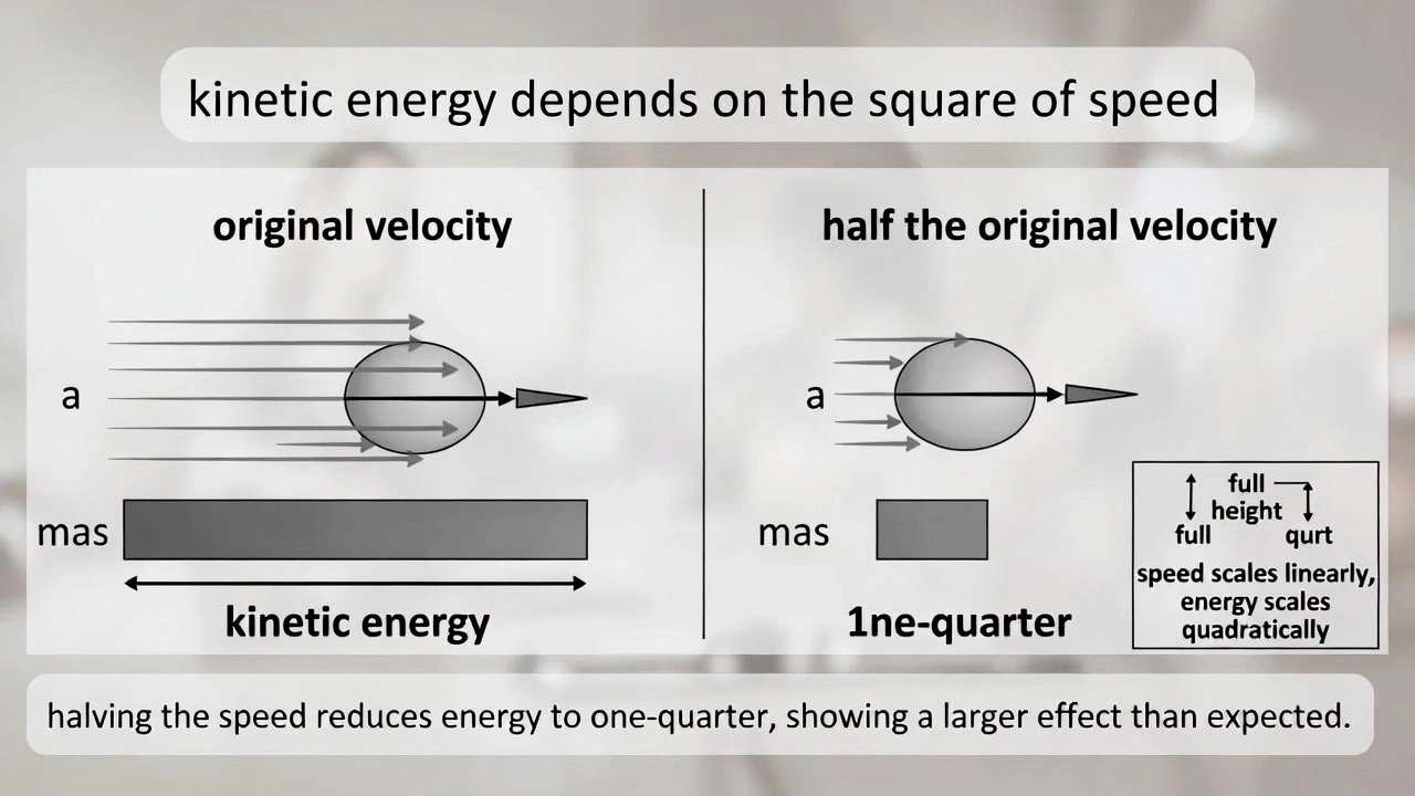 If the velocity of an object is decreased by half, by what factor is the kinetic energy reduced?